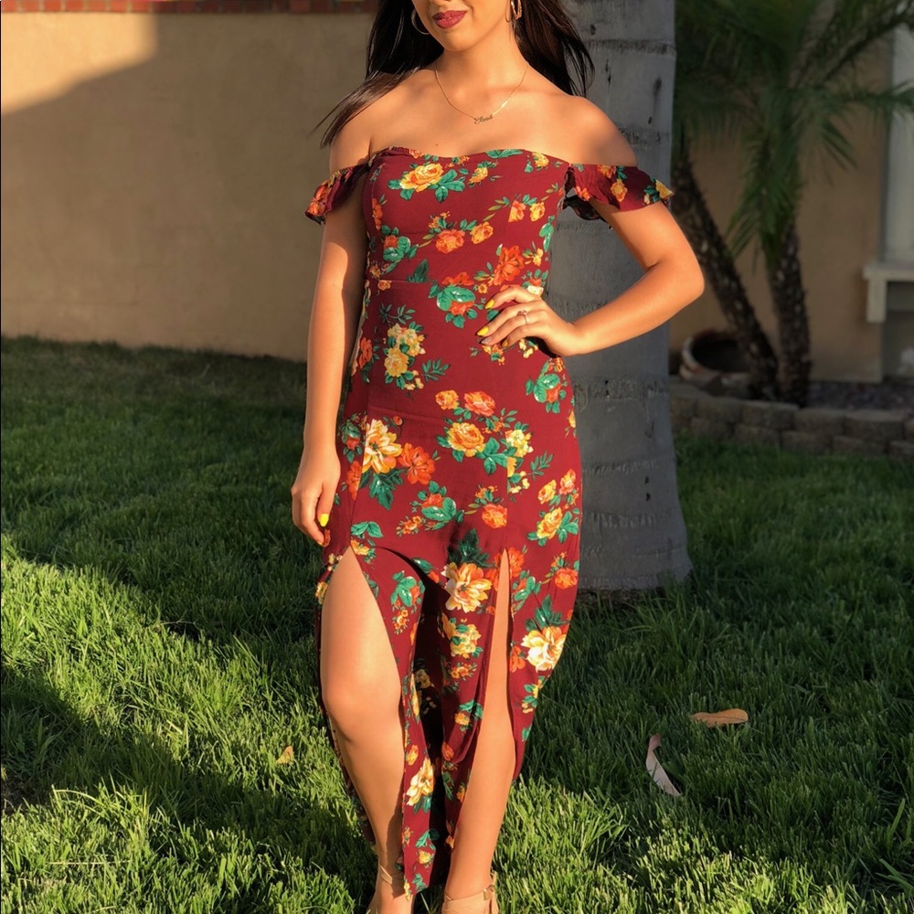 Burgundy Flower dress